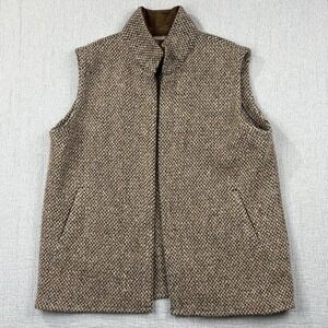 Ben Silver Henry White Mens Tweed Vest Made in Ireland Large Brown Wool Blend
